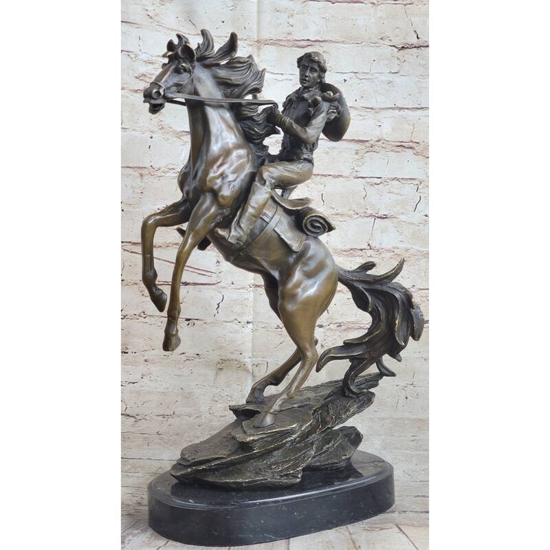 Large Original American Cowboy With Gun Sheriff Outlaw Western Art Bronze Statue