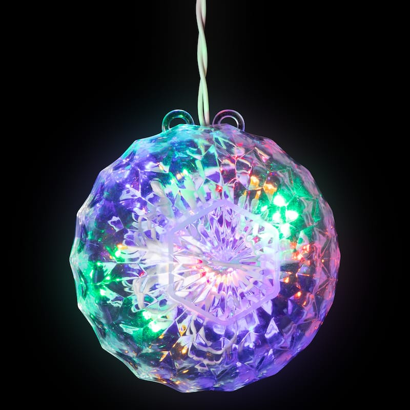 6" LED Multi-Color Hanging Crystal Sphere Outdoor Christmas Decoration