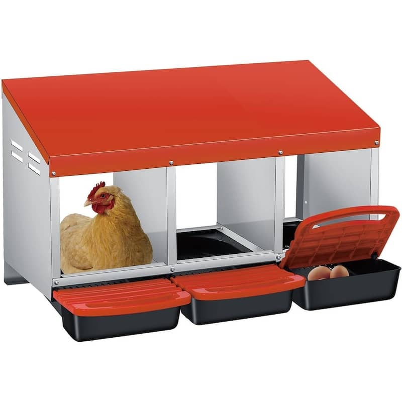 3 Holes Egg-Laying Boxes Nesting Boxes for Chickens Coops - Orange