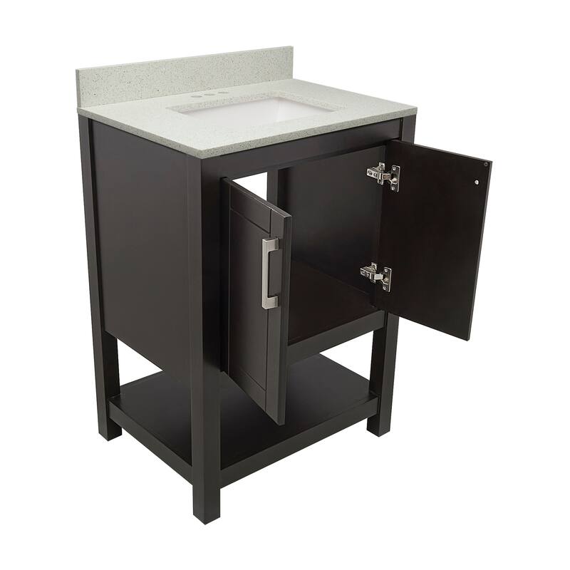 Taos 25" Bathroom Vanity with Cultured Marble Vanity Top Sink in White with White Basin