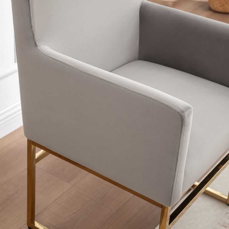 SEYNAR Modern Velvet Accent Arm Dining Chair Set of 2 with Metal Legs