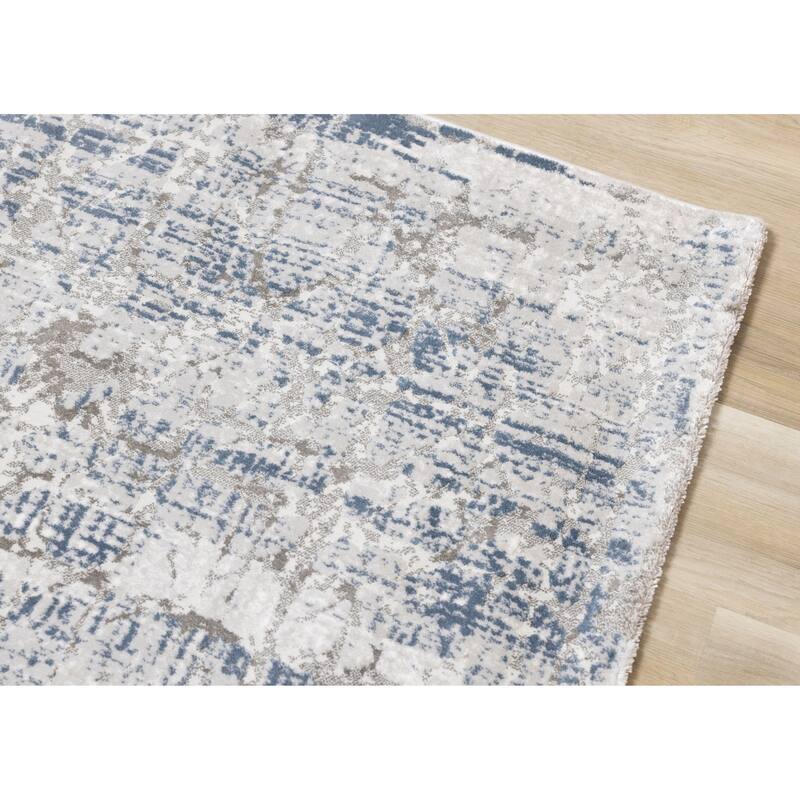 Hadley Collection - Grey/Blue Crosshatching Rug