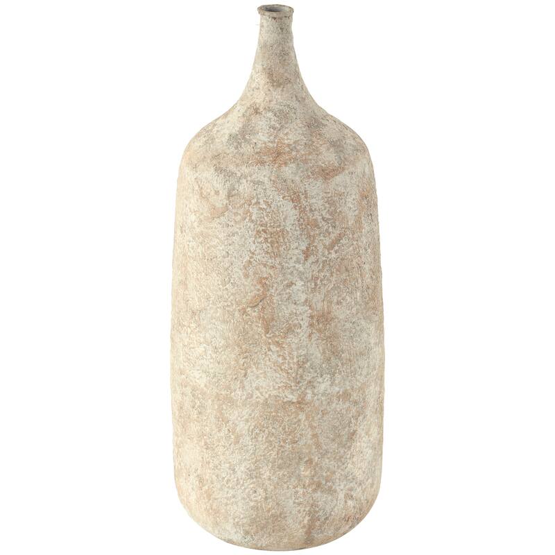 Beige Metal Handmade Antique Style Distressed Vase