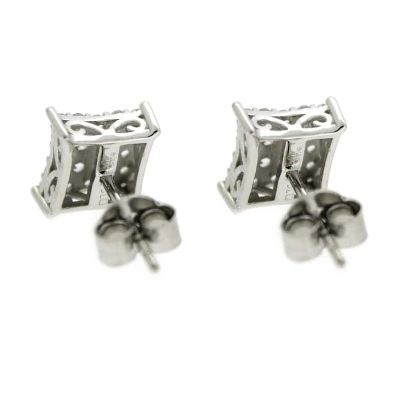 925 Sterling Silver White Natural Zircon Stud Earrings