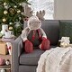 preview thumbnail 3 of 1, Mina Victory Plush Lines Holiday Moose 22" x 26" Brown Indoor Plush Animal - 22" x 26"