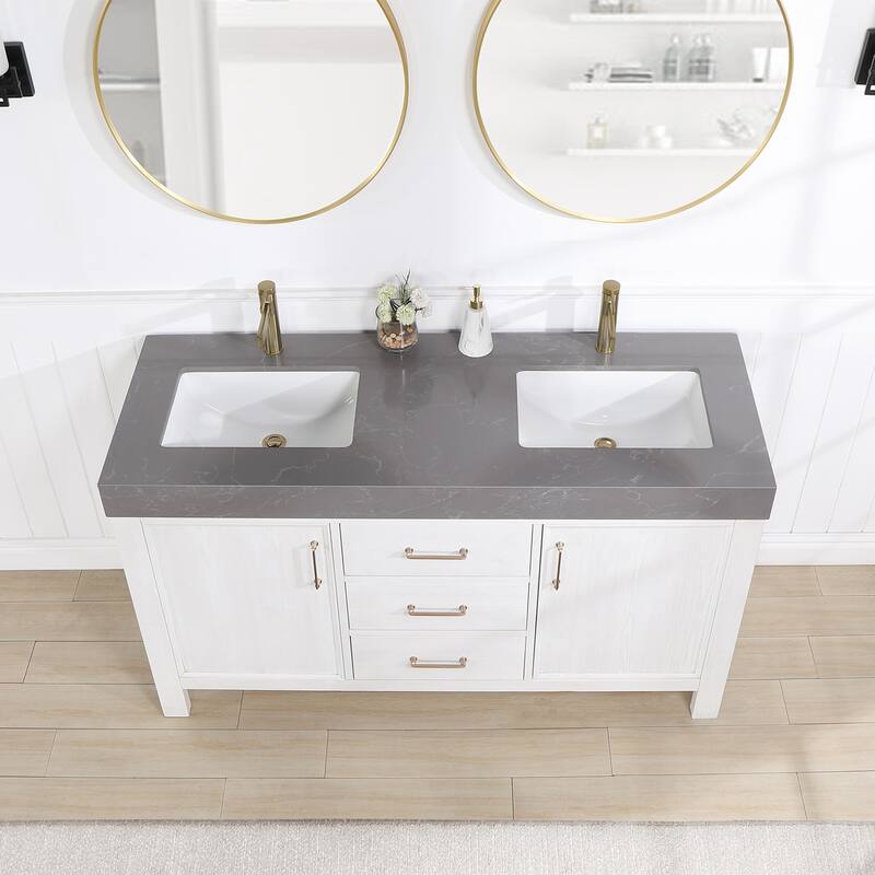 Leon 60 in. Double Bathroom Vanity with Composite Stone Top