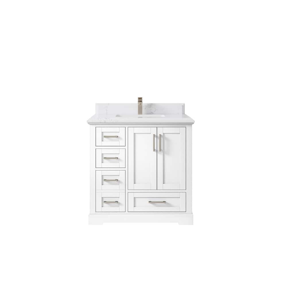 Willow Collections 36 x 22 Boston Center Sink Right Bathroom Vanity with Countertop