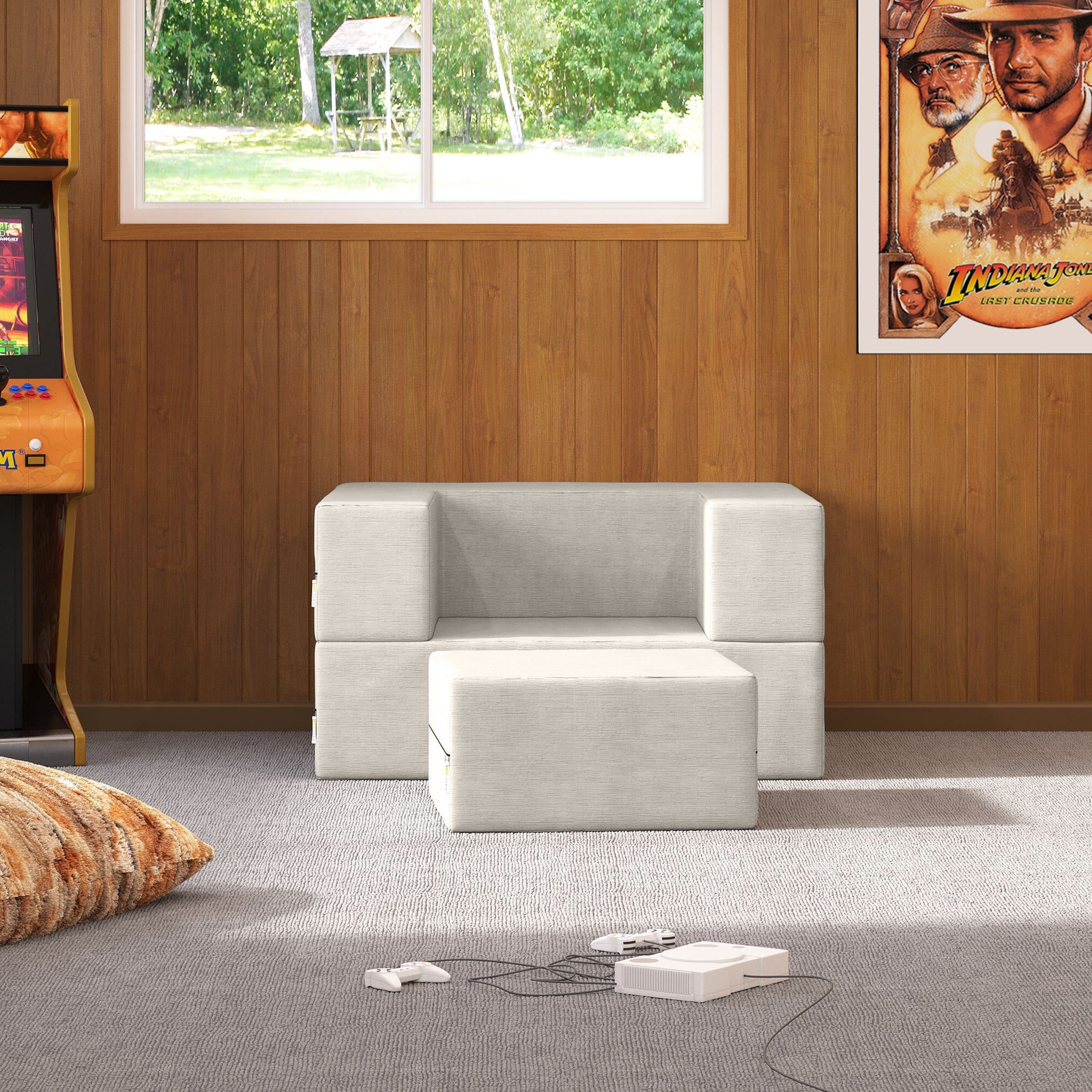 Jaxx Zipline Convertible Sleeper Chair, & Ottoman/ Twin-size Bed