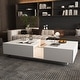 preview thumbnail 17 of 18, Storage Masterpiece Contemporary White Coffee Table Colorful LED Edge - 55.1"W
