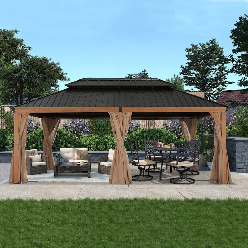 ABCCANOPY Outdoor Hardtop Gazebo with Galvanized Steel Double Roof