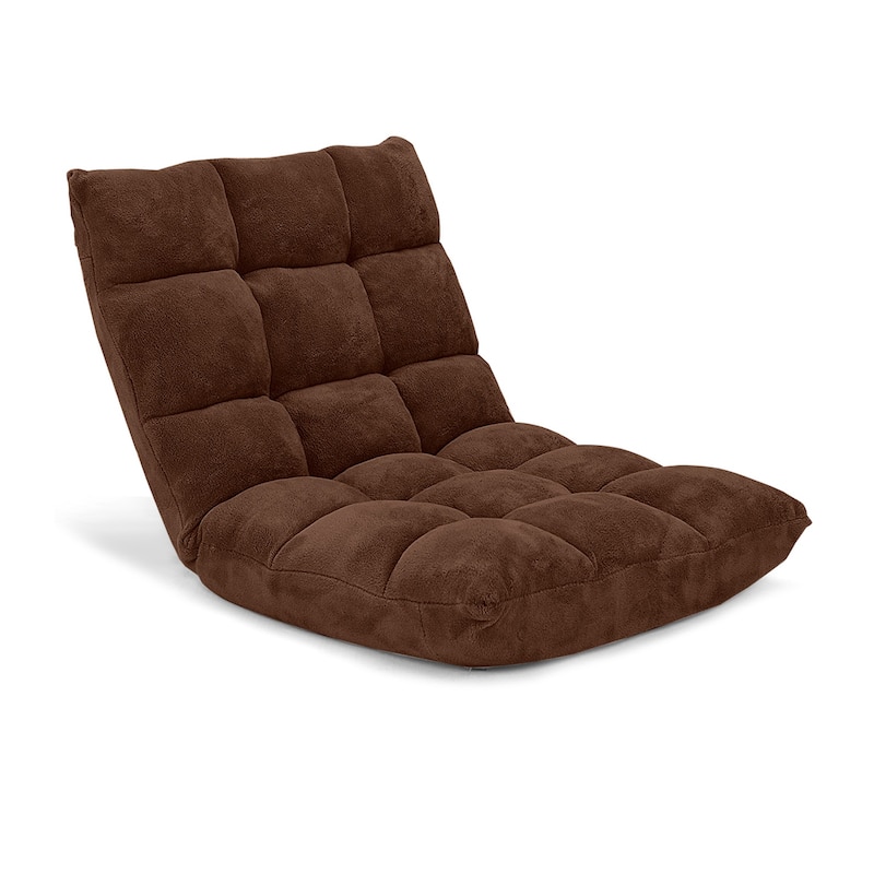 Coral Velvet Adjustable Floor Chair with 14-Position Backrest and Folding Design - 41.5" x 22.5" x 6" (L x W x H)