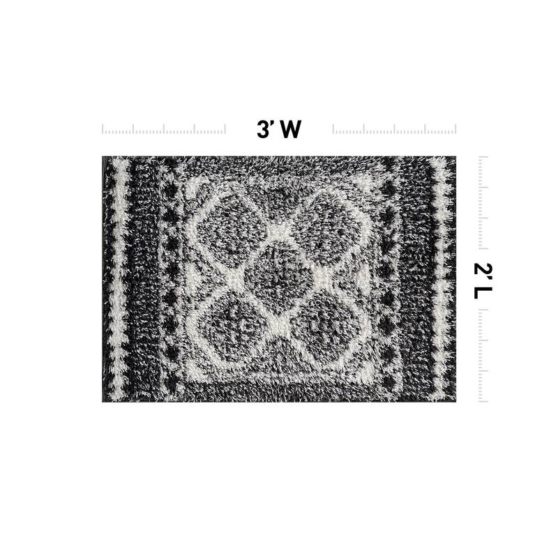 Geometric Shag Rug - Anthracite Dark Gray - Durable Rug for Living Room, Bedroom, or Entryway - Easy to Maintain
