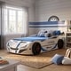 preview thumbnail 1 of 12, Furniture of America Laszlo Modern Race Car-Shaped Twin Bed with Trundle White