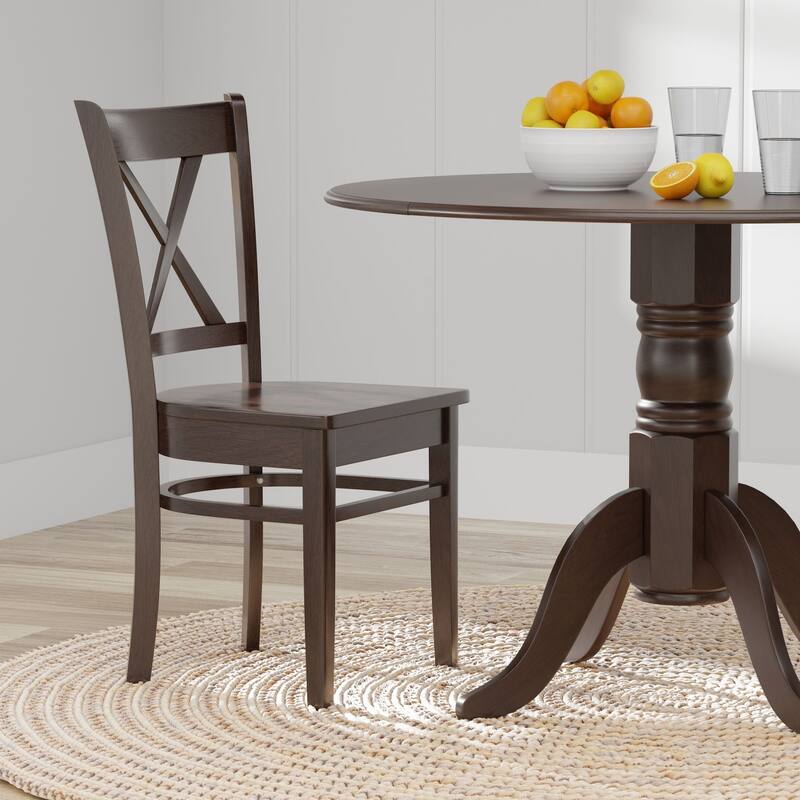 5-Piece Dining Set, 42" Round Drop-Leaf Table and Cross Back Chairs