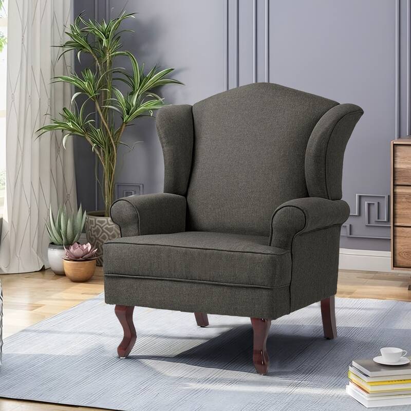 Elegant Living Room Wing Back Arm Chair Upholstered Accent Chair