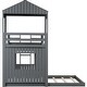 preview thumbnail 18 of 29, Twin Over Full Size Bunk Bed, Loft Bed with Playhouse & Ladder Upholstered Bed and Guardrails Wooden Houses Bed