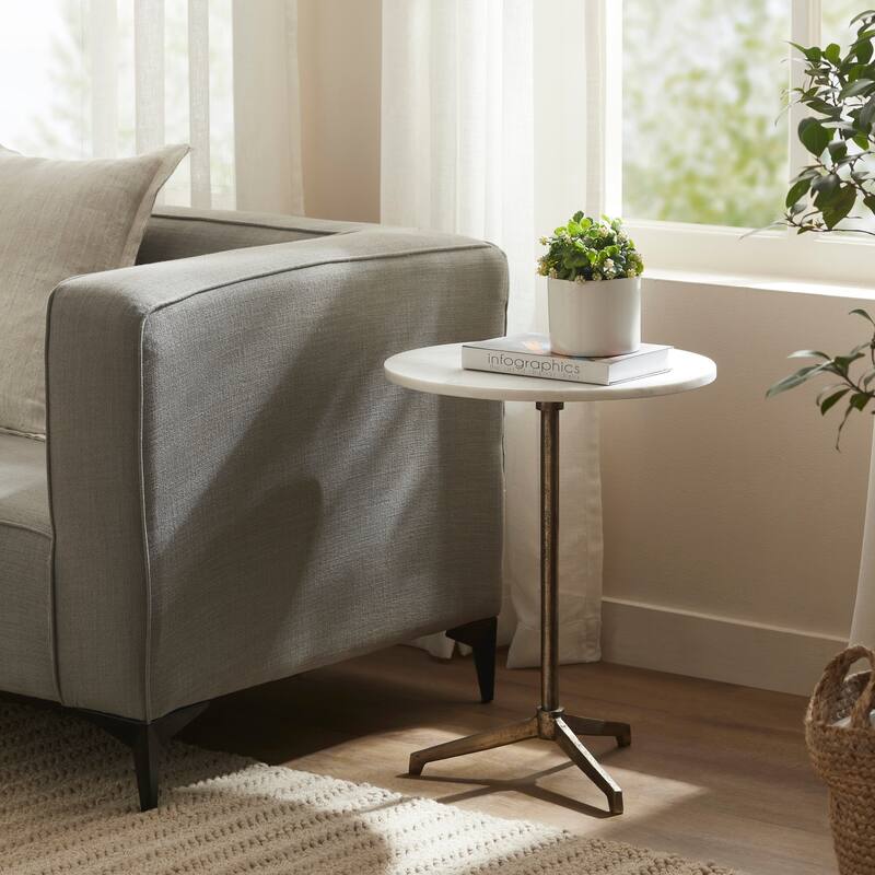 Renwil Canning Indoor Cast Aluminum Side Table, Antique Brass