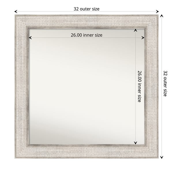 dimension image slide 2 of 5, Non-Beveled Wood Bathroom Wall Mirror - Trellis Silver Frame - Trellis Silver