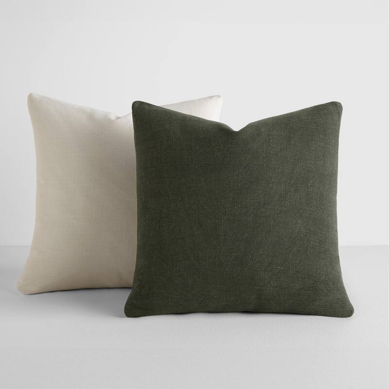 2-Pack Cotton Slub Decor Throw Pillows in Solids - Beige