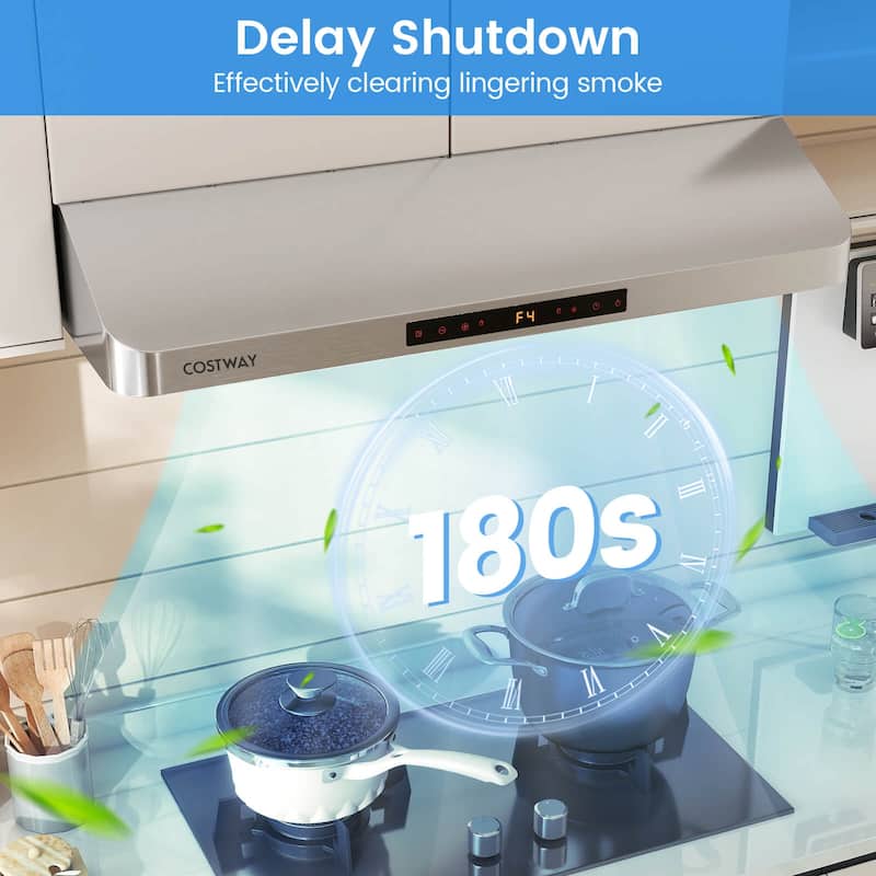 Costway 30/36 Inch Under Cabinet Range Hood with Oil Collector, 4 Fan - See Details