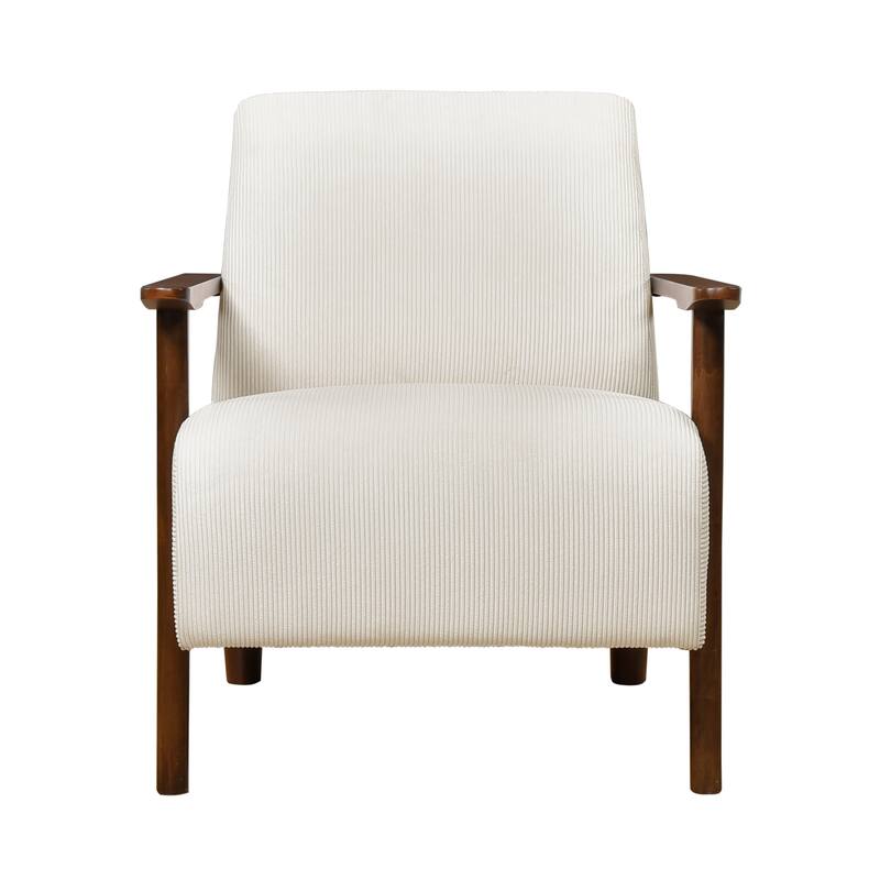 Fedora 28" Corduroy Accent Chair - Solid Wood Arms and Legs