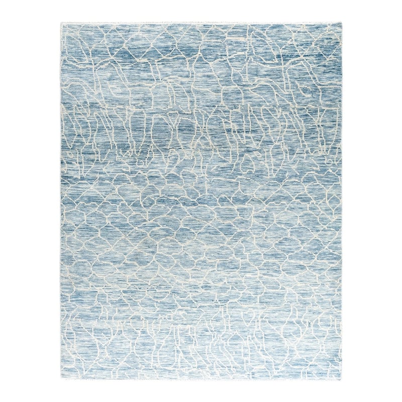 Modern One-of-a-Kind Handmade Area Rug - Gray, 7' 10" x 9' 9" - 7' 10" x 9' 9"