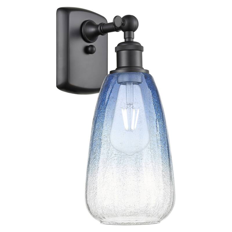 Innovations Lighting 516-1W-14-6 Brookhaven Almond Sconce Brookhaven - Matte Black / Sapphire Blue