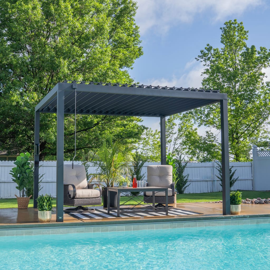 Backyard Discovery Sarasota 12'x10' Galvanized Steel Louvered Pergola