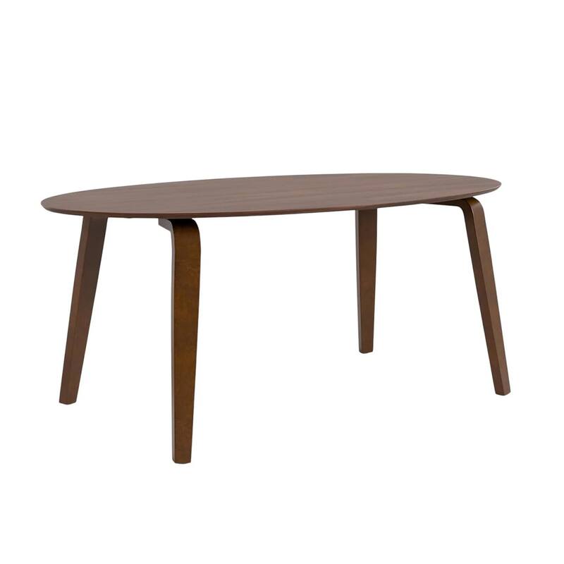 Narv Dining Table, 71 Inch Oval Top in Walnut Brown Solid Wood - Walnut Brown