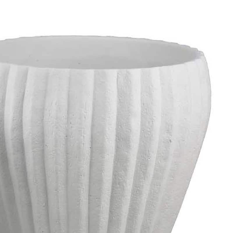 Accent Bowl Planter Set of 2, Ribbed Edges, White Terracotta, 14, 11