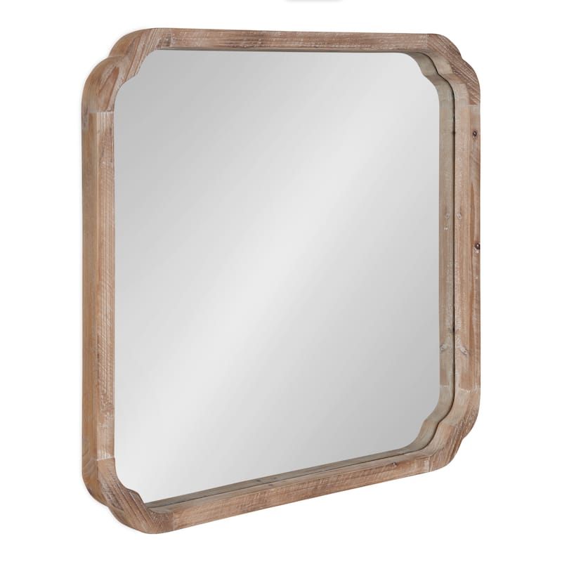 Kate and Laurel Marston Square Wood Wall Mirror - 24x24 - Rustic Brown