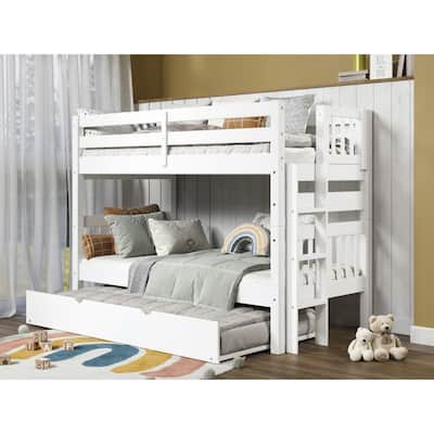 Taylor & Olive Trillium Twin over Twin Bunk Bed with Ladder, Trundle