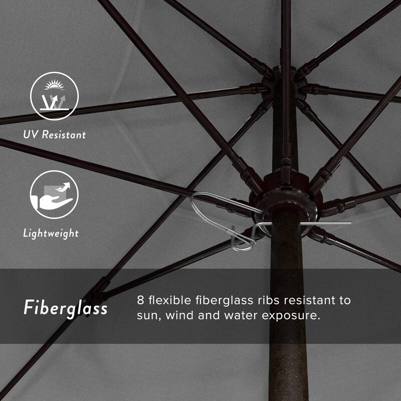 California Umbrella 9' Rd. Aluminum Frame, Fiberglass Rib Market Umbrella, Push Open, Bronze Finish, Pacifica Fabric