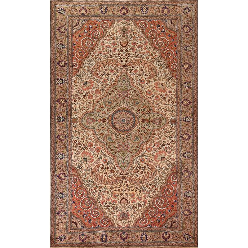 Vegetable Dye Anatolian Turkish Vintage Rug Hand-Knotted Wool Carpet - 6'8" X 10'5"