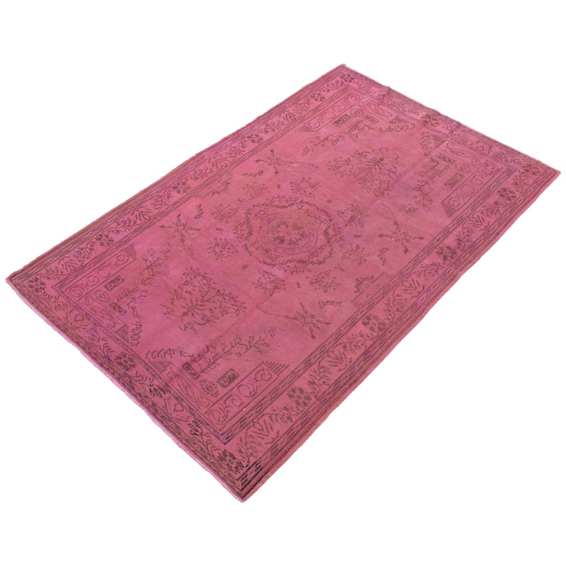 ECARPETGALLERY Hand-knotted Color Transition Dark Pink Wool Rug - 6'0 x 9'5