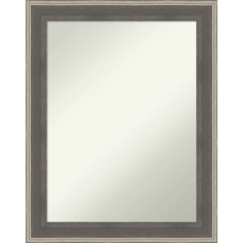 Cottage Non-Beveled Wood Framed Bathroom Vanity Wall Mirror - Cottage Grey Silver