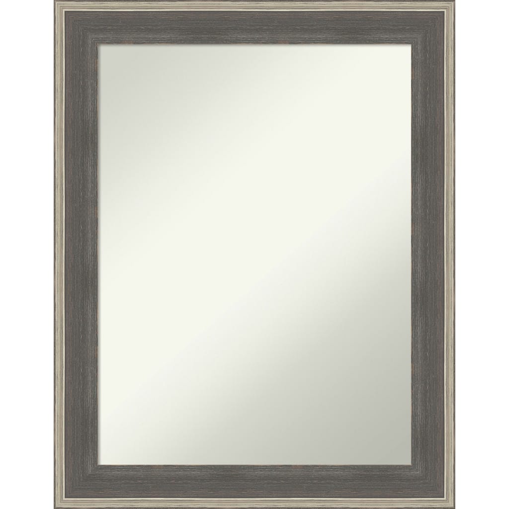 Cottage Non-Beveled Wood Framed Bathroom Vanity Wall Mirror - Cottage Grey Silver