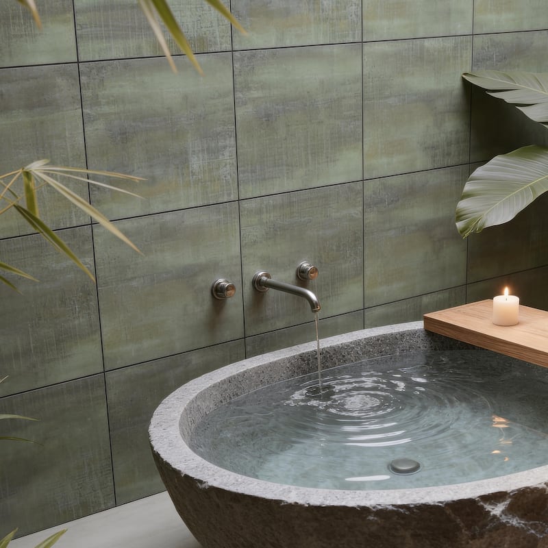 Merola Tile Fusione Reggia Green 23-1/2" x 23-1/2" Porcelain Floor and Wall Tile