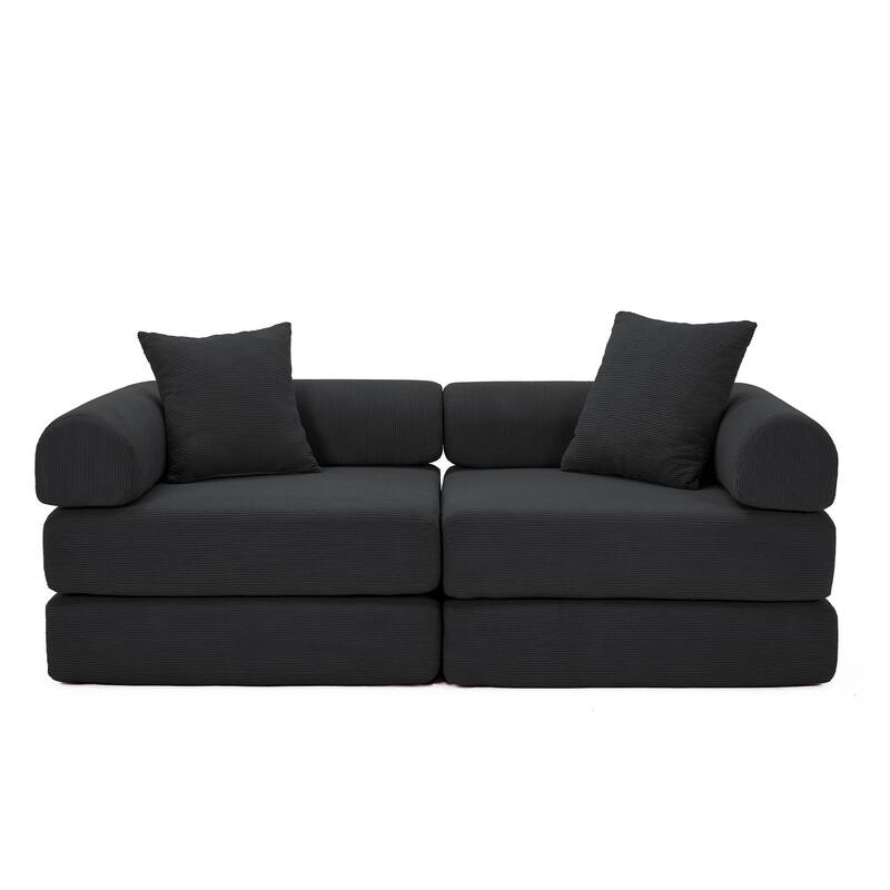 Modular Couch Sofa Bed, Convertible Design with Removable Armrests,Folding Mattress Couch for Small Spaces ,No Assembly