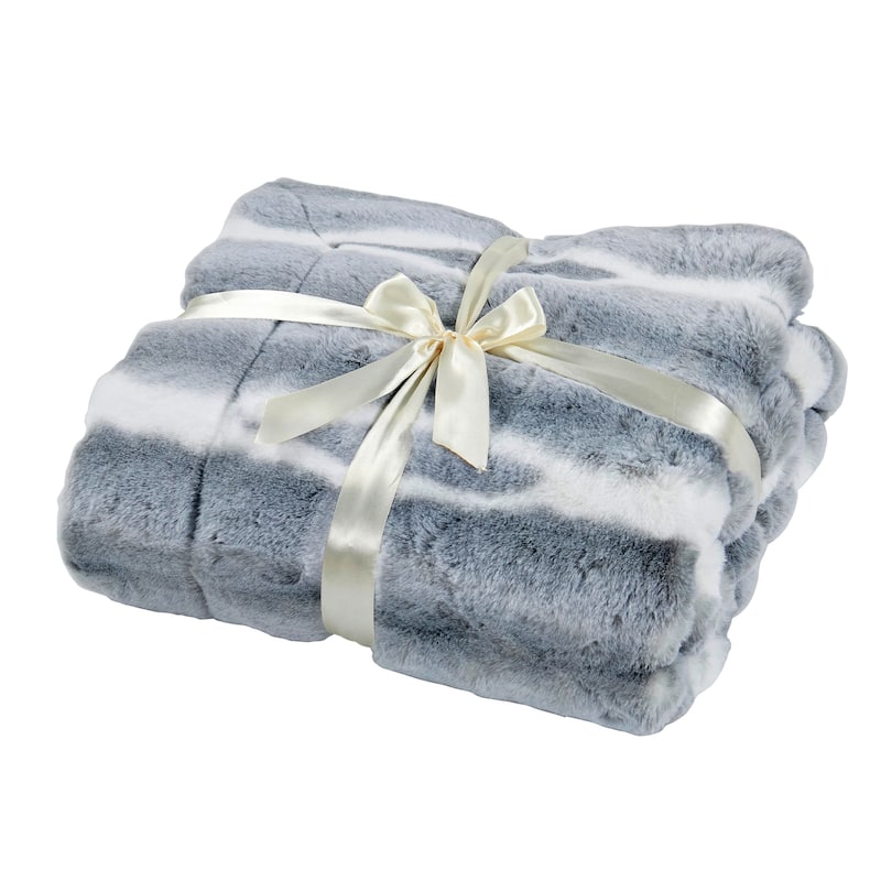 Home Soft Things Tip Dying Two Tone FauxFur Throw Thick Fuzzy Blanket