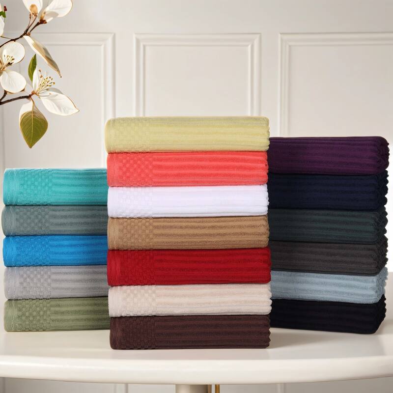 Superior Ribbed Cotton Absorbent Heavyweight Bath Towel Set