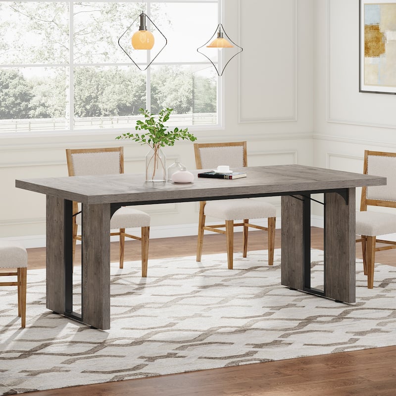 70.9" Rectangle Farmhouse Dining Table for Dining Room - Grey