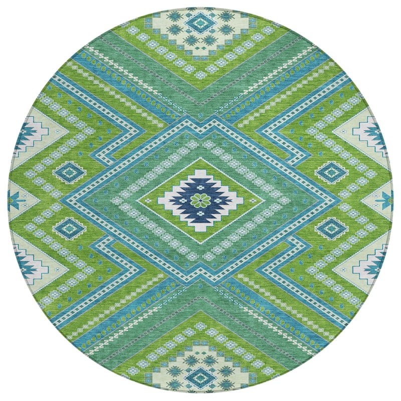 Machine Washable Indoor/ Outdoor Global Boho Chantille Rug
