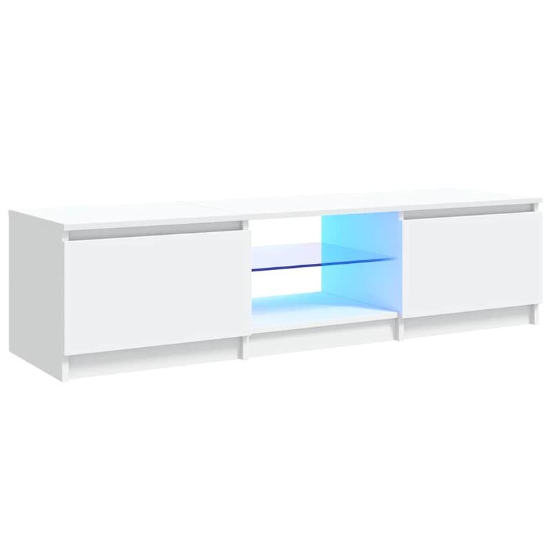 vidaXL TV Cabinet with LED Lights White 55.1x15.7x14.2" - 55.1" x 16" x 14"