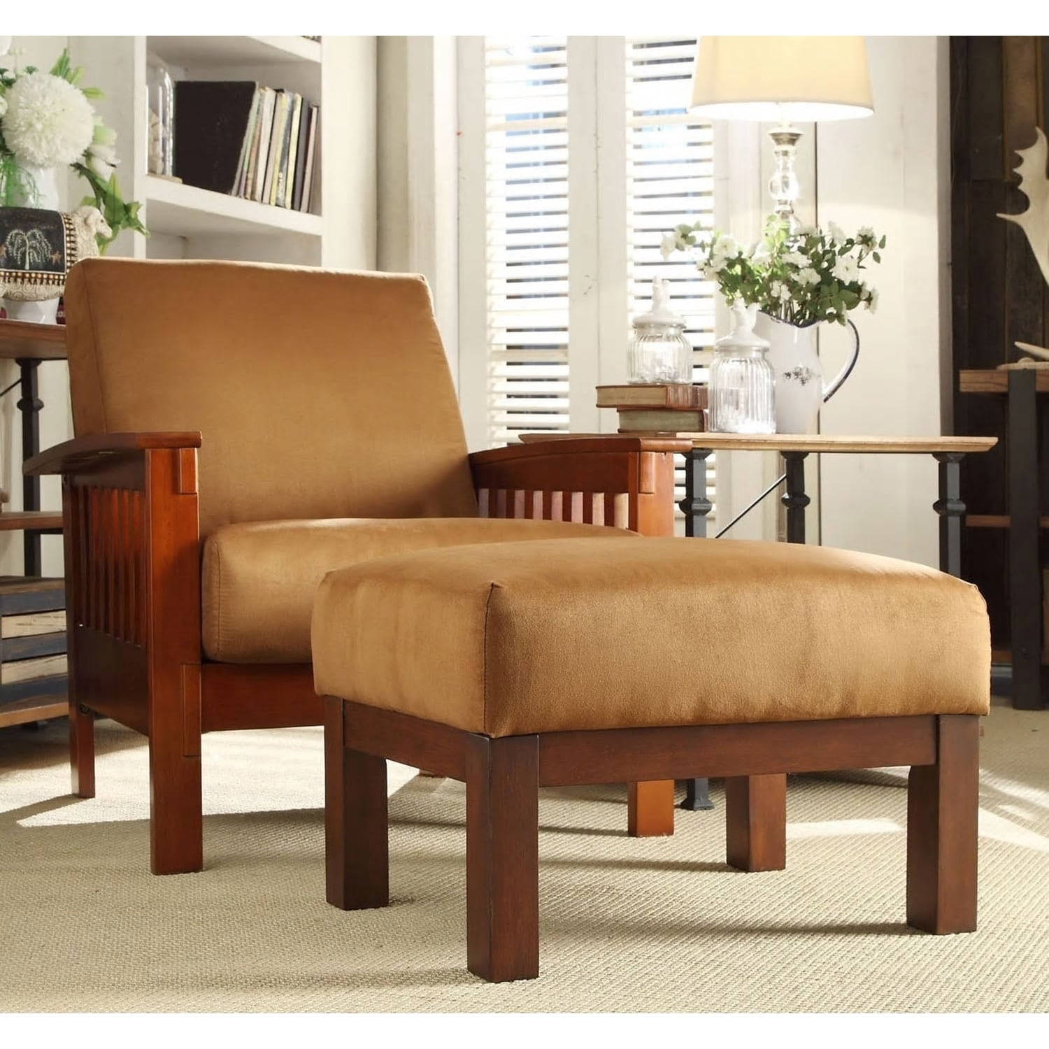 Mission chair with ottoman deals