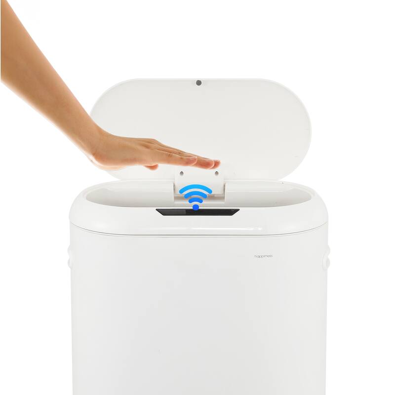 happimess Robo Kitchen 13.2-Gallon Slim Oval Motion Sensor Touchless Trash Can with Touch Mode
