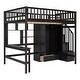 preview thumbnail 6 of 11, Full Loft Bed with Bookshelf Wardrobe Storage Stairs - Espresso