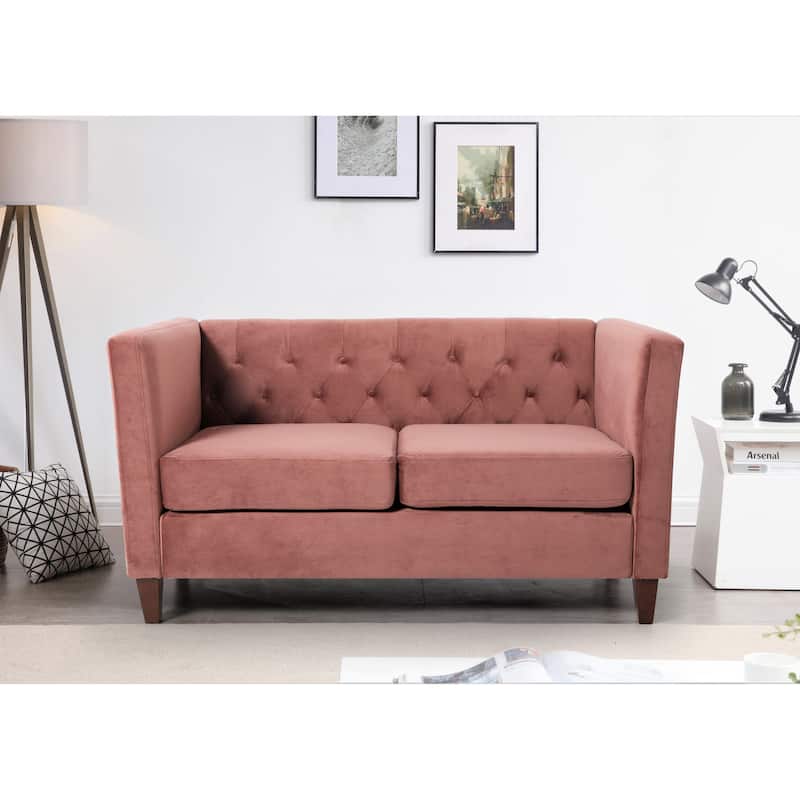 Lisette 56.7'' Velvet Square Arm Loveseat - Pink