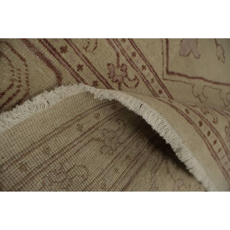 Hand Knotted Oriental 100% Wool Carpet Traditional Floral Beige & Ivories Peshawar Area Rug - 13' 9'' X 9' 9''