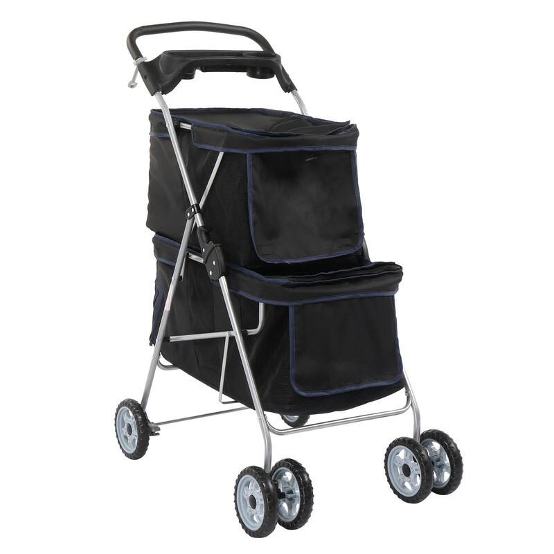 Pet Stroller for 2 Dogs and Cats Pet Carriers Bag Jogger with Waterproof Folding Crate